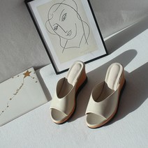 벨라노이 여성용 가죽 삼플 베이직 발편한 쿠셔닝 키높이 웨지 뮬 슬리퍼 8cm
