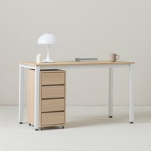 포더홈 이든 1200 책상 + 4단 이동서랍 세트 방문설치, 책상(화이트오크), 서랍(오크)