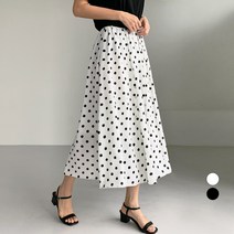 바블링브룩 여성용 빅도트 플레어 밴딩 롱 스커트