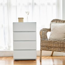 까사마루 트렌디 스트라이프 4단 서랍장 와이드 500 x 400 x 815 mm 완제품, 화이트 그레이