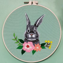 위즈앤위즈 누구나 DIY 프랑스자수 패키지 20cm, 꽃토끼 05, 1세트