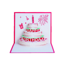 메이크포 생일 축하 케이크 모양 3D 편지지, 레드, 1개