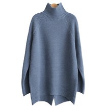 제니트 여성용 목폴라 롱 니트 머를리 폴라 트임 터틀넥