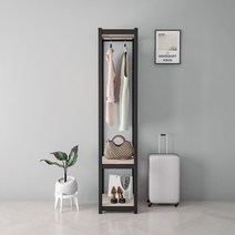 홈던트 하우스 시스템 드레스룸 3단 1행거 400 x 500 x 1950 mm, 블랙