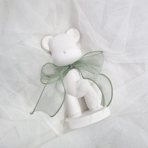 라비다 빅베어 쉬폰 리본 곰돌이 석고오너먼트 연카키 + 석고방향제 리필오일 3ml, 체리블러썸