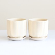 도시정원 모던 파스텔 줄무늬 도자기화분 2p, 옐로우
