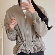 라미르 여성용 이중 프릴 스트링 포인트 야상 바람막이 자켓