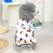 파스텔펫 반려동물 곰돌이 패턴 올인원, 화이트