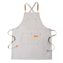 가죽 포인트 캔버스 작업복 앞치마 A, 라이트그레이, 1개