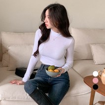 베러스윗 여성용 크롭 반폴라 기모티