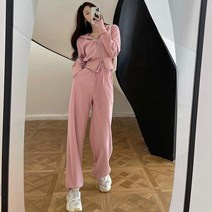 엘쏘 여성용 후드 집업 + 와이드 조거팬츠 세트