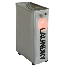 네이쳐리빙 더길어진 반전매력 이동식 슬림 틈새 빨래바구니, 그레이, 1개