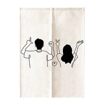 에이홉 사랑스러운 커플 라인 프린팅 파티션 커튼