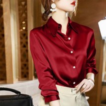 여성용 MA 글로시 컬러 블라우스