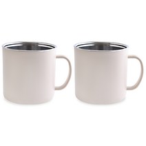 디유 상상앤드 2중 스텐 보온보냉 예쁜 까페 머그잔 430ml, 아이보리, 2개