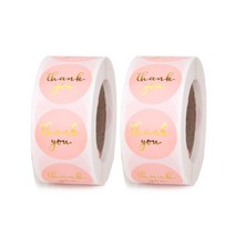 인디케이 땡큐 핑크 벌크팩 2.5cm 스티커 2롤 1000p, 혼합색상, 2개