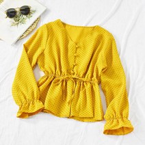 안다로미 여성용 도트리본포인트 셔츠