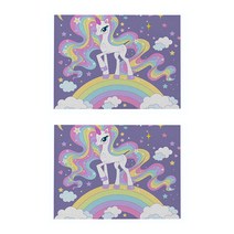 라벤더 유니콘 일러스트 플레이스 매트 2p, 01, 32 x 21 cm