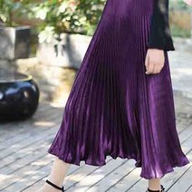 공블리 여성용 트윙클 플리츠 밴딩 롱 스커트