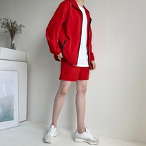 남성용 바람막이 + 반바지 이지룩 세트웨어