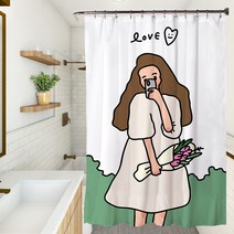 페어링 북유럽풍2 욕실 샤워 커튼 YL315 180 x 180 cm, 1개