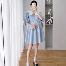 리본 카라 베이비돌 미디 원피스 임산부 원피스 임부복