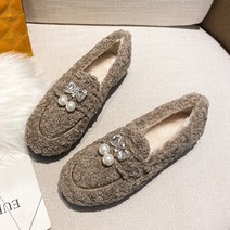 루비코코 여성용 뽀글이 양털 미들힐 키높이로퍼