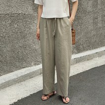 여성용 밴딩 린넨팬츠
