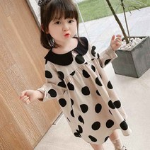 여아용 둥근 카라 도트 원피스 CCW13GOP127