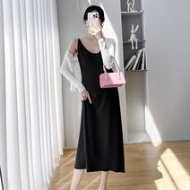 유넥 끈나시 롱 임산부 원피스