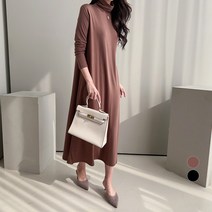쿨쿠 여성용 베이직 기모 루즈핏 폴라 원피스