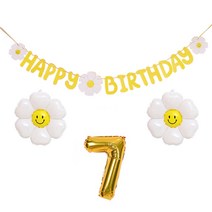 JOYPARTY 데이지 생일가랜드 + 데이지풍선 소형 2p + 숫자은박풍선 7 소 세트, 1세트, 골드(은박풍선)