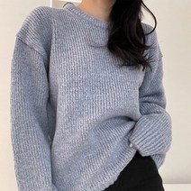 여성용 네크 루즈핏 니트