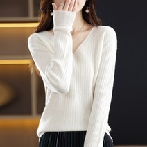 언헤브 여성용 브이넥 골지 니트
