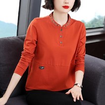 중년 여성용 MA 헨리넥 편안한 티셔츠
