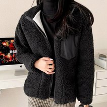여성용 스탠다드 뽀글 양털 기모 집업