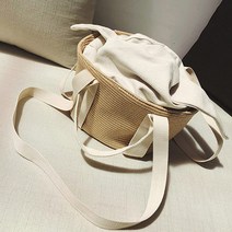 로이 컬러풀 캔버스 포인트 왕골백