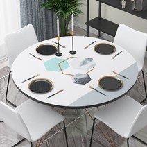 마켓A 옵티컬 기하학 방수 원형 식탁보, TYPE05, 90 x 90 cm