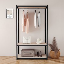 홈던트 하우스 시스템 드레스룸 3단 1행거 1200 x 500 x 2100 mm, 블랙