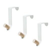 더벨라 원목 우드 가방 모자 코트 문걸이형 도어 후크걸이, 화이트, 3개