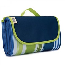 야외 피크닉 갖고다니기 편한 방수 매트, 진한파란색스트립