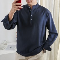 단군기확 남성용 헨리넥반오픈 무지셔츠
