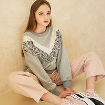 DEBB 여성용 V blocked Sweatshirt with Chiffon Print DEAMB2001