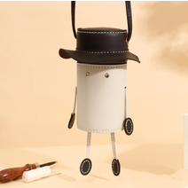 다루미 DIY 가죽공예 키트 모자쓴 휴대폰가방, 화이트, 1개