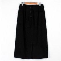 빼빼 여성용 린넨 뒷밴딩 포켓 A 라인 롱 스커트