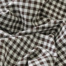 천팜 10수 선염면 프리스틴 체크 원단 1193, 브라운 + 화이트