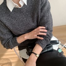 무드인더 여성용 심플 라운드 니트