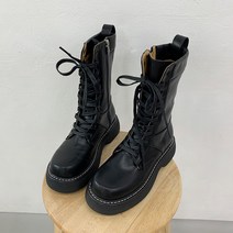 언니구두 헤브빈 레이스업 미들 워커 4cm