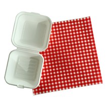 정사각 펄프 답례품 포장상자 20p + 레드체크유산지 20p 세트, 화이트, 1세트