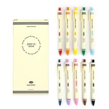 핑크풋 마인드 컬러심 중성펜 세트 10종 세트 0.38mm, 아이보리(패키지), 1세트